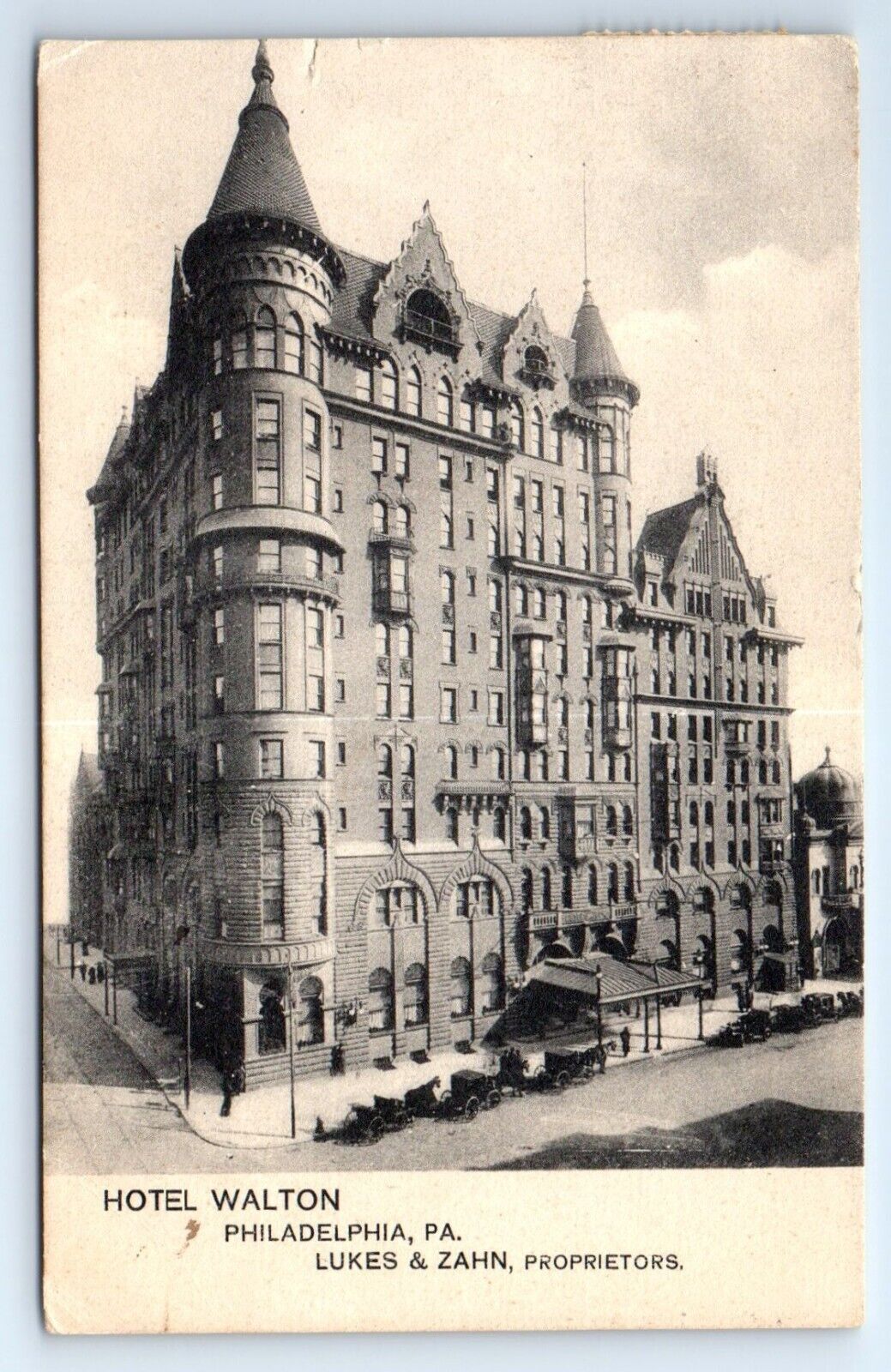 Philadelphia Pennsylvania Hotel Walton Portrait Postcard Posted 1909 B&W