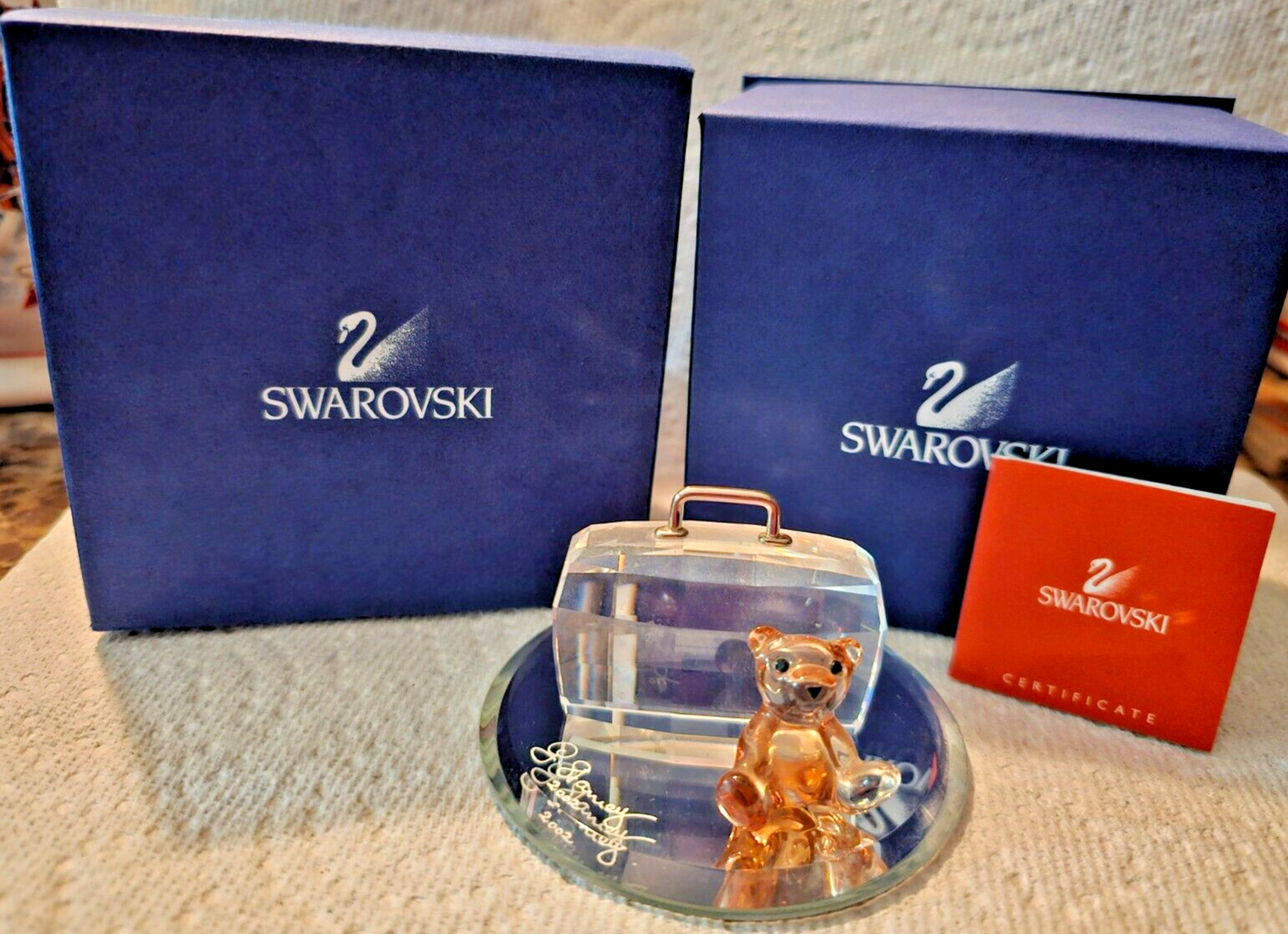 Swarovski Figurine Cardholder -Teddy Bear with Suitcase 296338 NIB