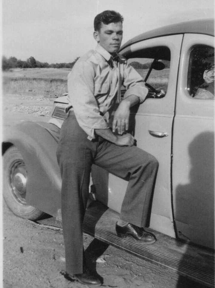 3Z Photograph Handsome Attractive Man Posing Cool Old Car Dirt Road Sexy 1930's
