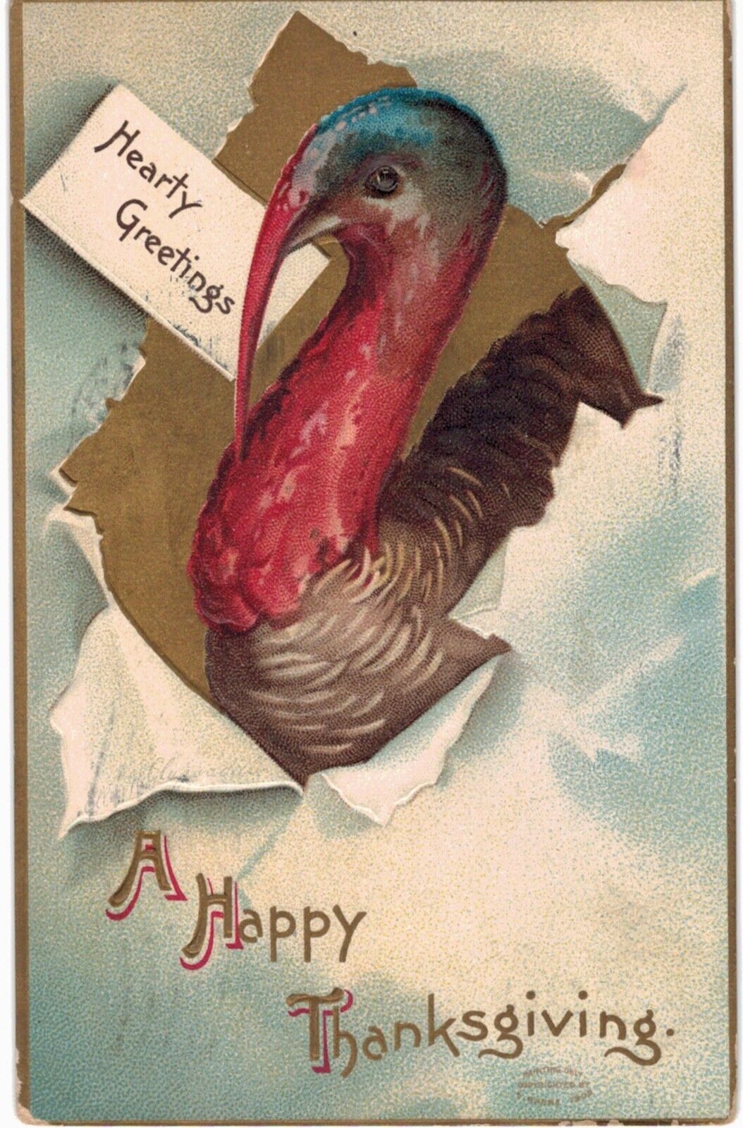 Clapsaddle Thanksgiving Turkey Gilded 1910 