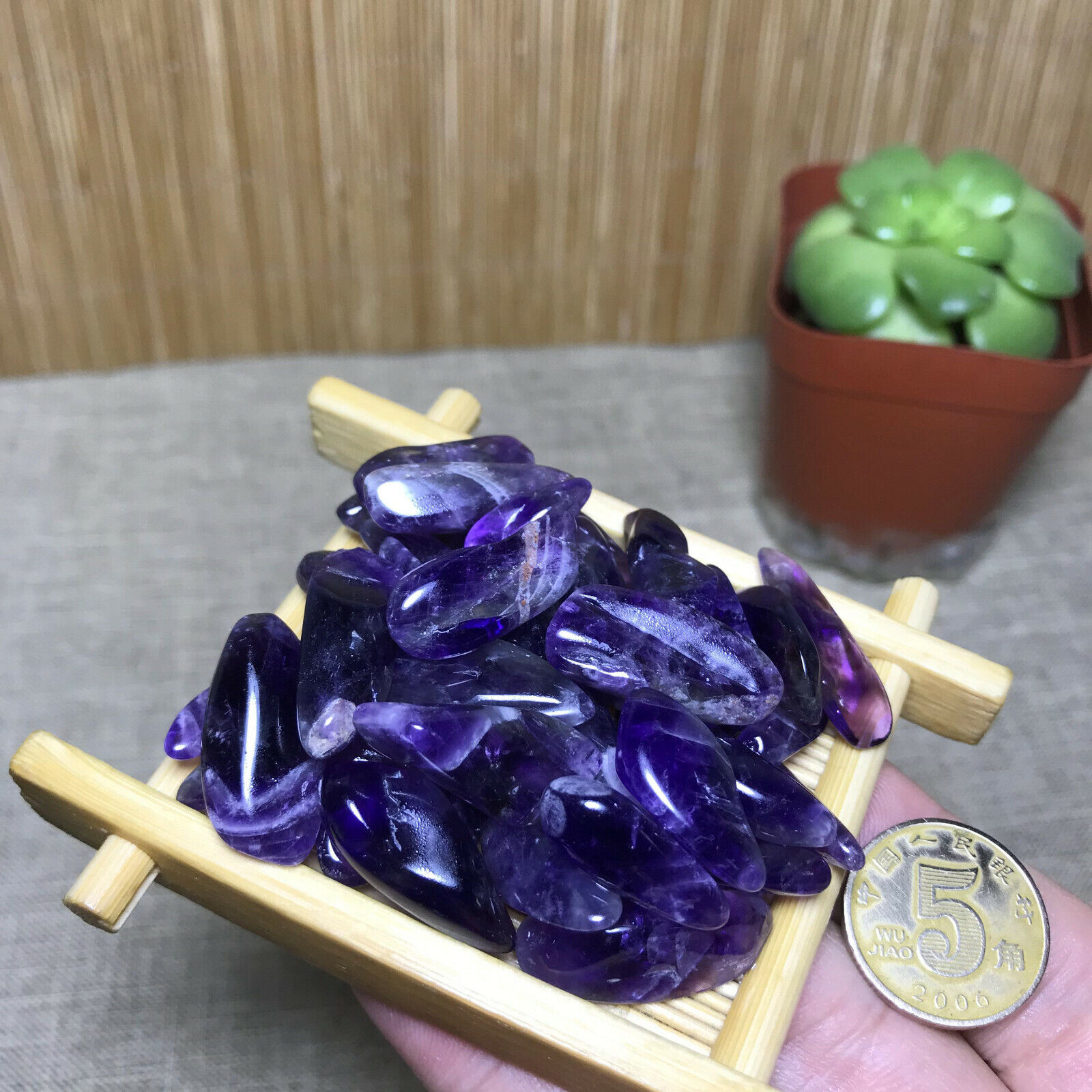 45pcs Natural Dream Amethyst violet polish Crystal Quartz specimens TumbledA7095
