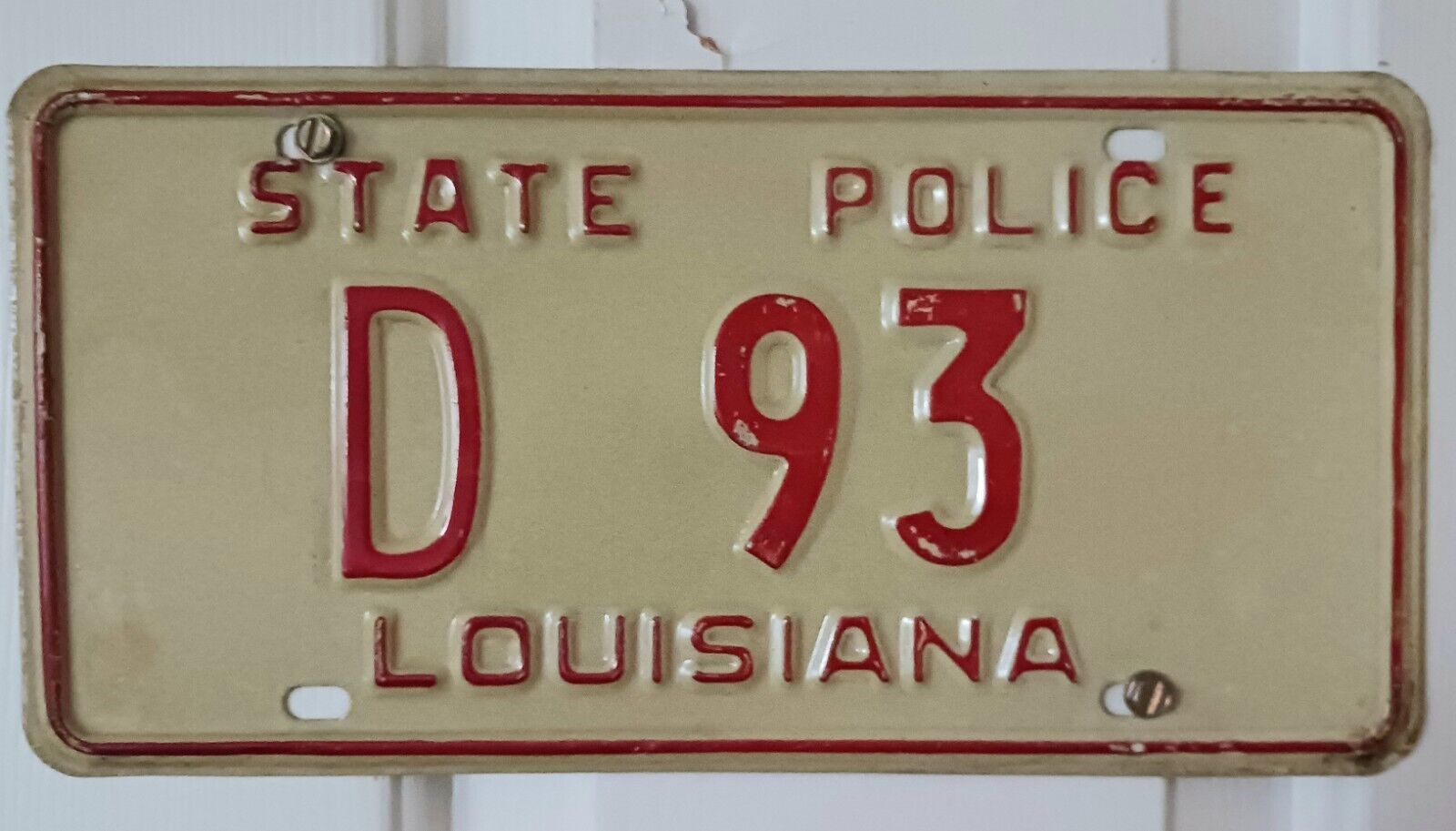 1979-1988 LOUISIANA STATE POLICE LICENSE PLATE D 93 NICE NEW ORLEANS TROOP