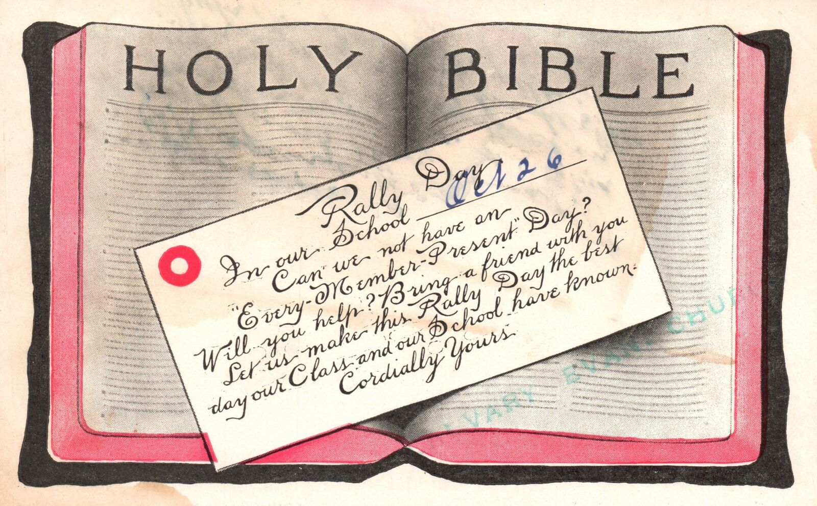 Vintage Postcard 1910\'s Holy Bible Rally Day In Our School Greeting Card