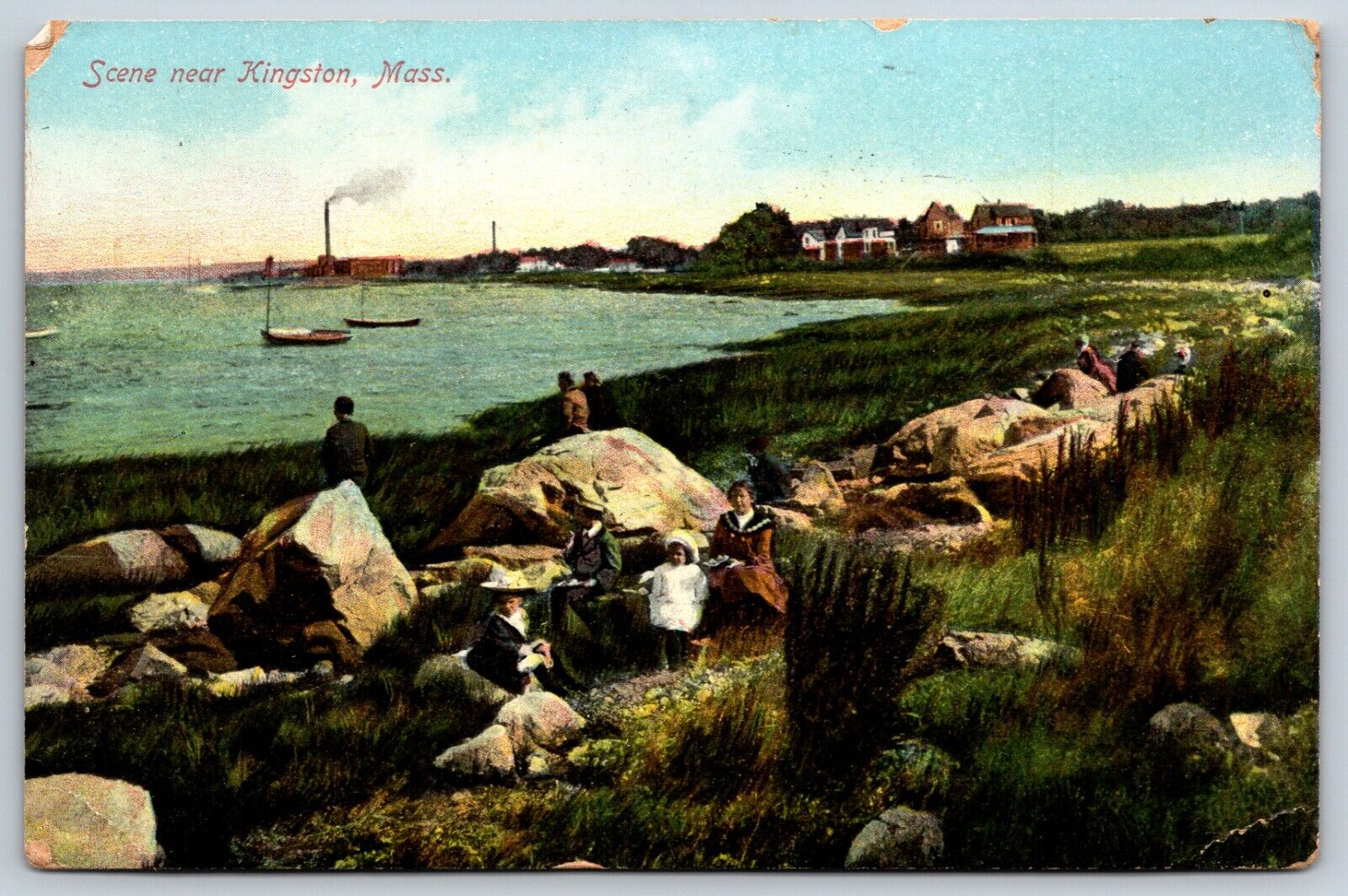 Postcard Waterfront Scene Near Kingston Massachusetts Posted 1909
