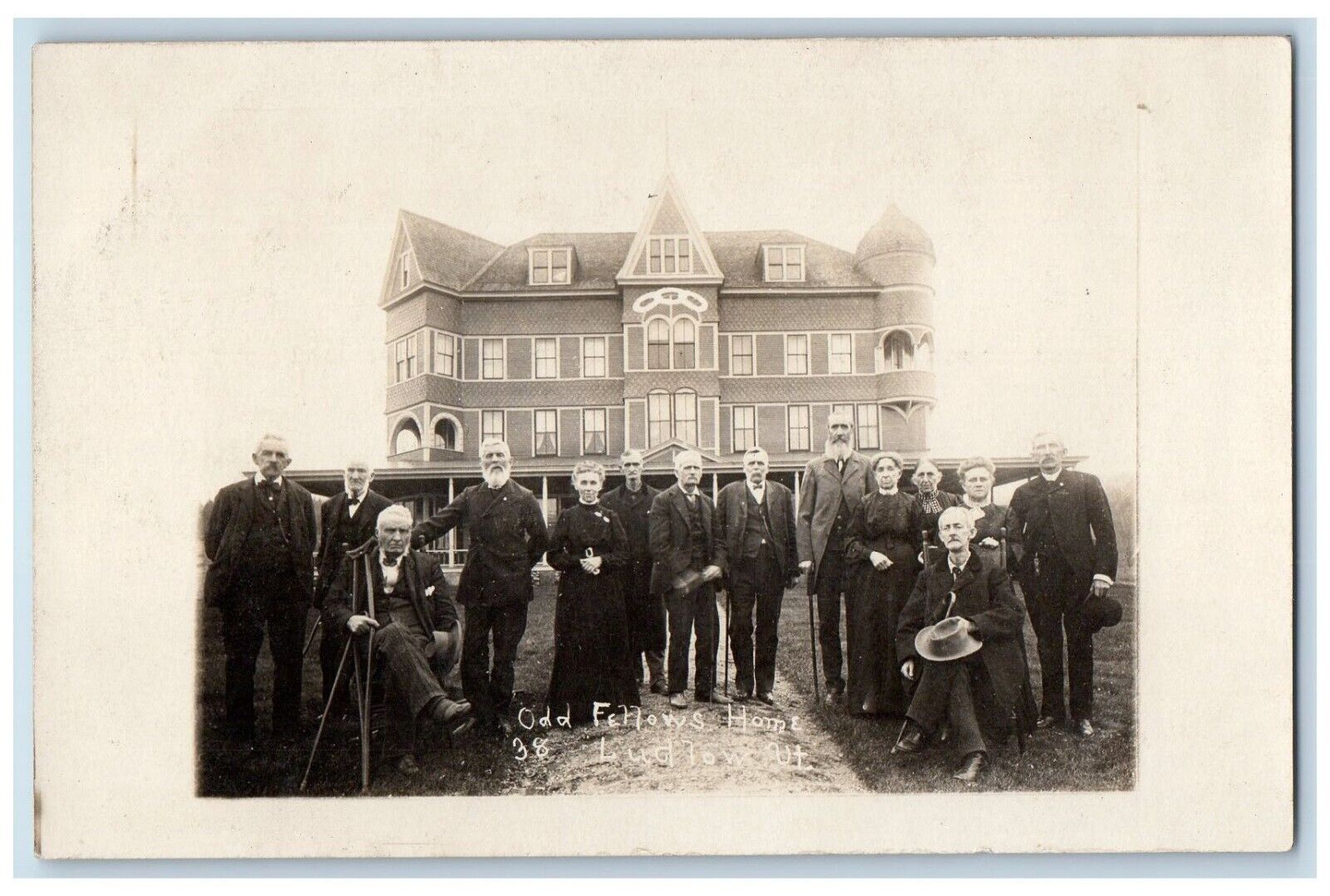 c1910s Independent Order Of Odd Fellows Home Ludlow VT RPPC Photo Postcard