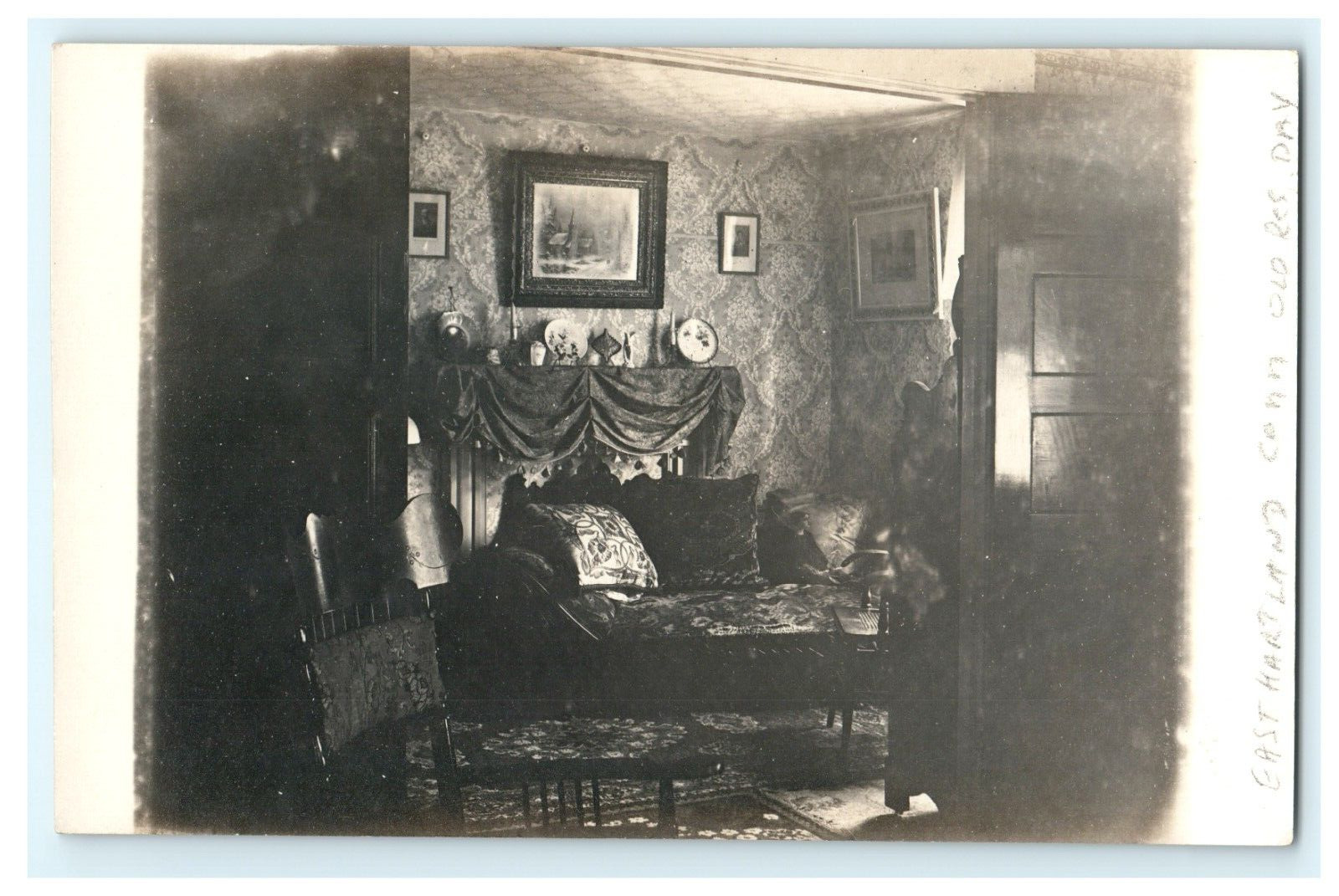 Old Res Day 1916 East Hartland CT RPPC Home Interior - Photo by G.L. Hayes