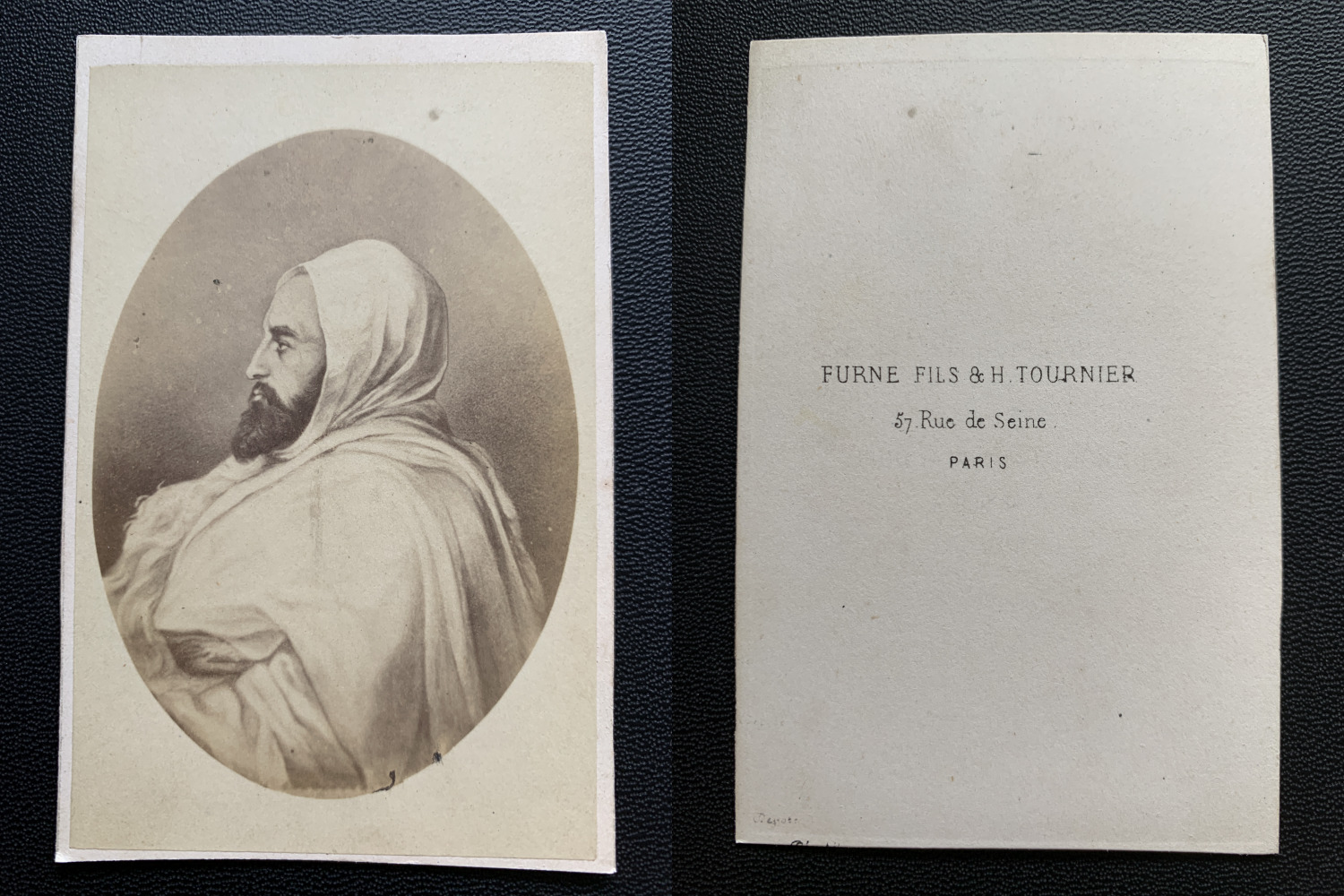Furne, Paris, Emir Abdelkader Vintage Albumen Print CDV. Abdelkader ibn Muhied