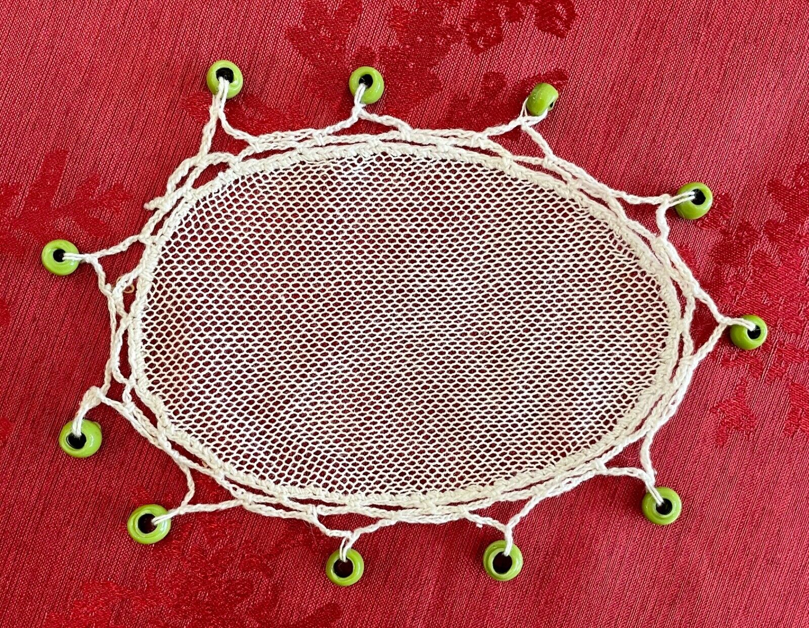 Antique Scottish Net with Beads Cream Jug Cover