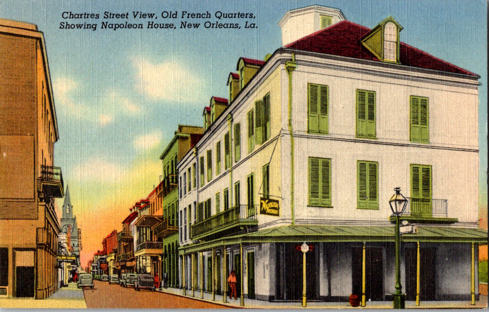 Vintage 1940s Chartres Street, Napoleon House New Orleans, Louisiana LA Postcard