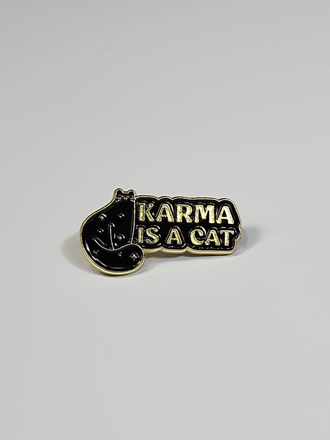 Karma is a Cat Lapel Pin Taylor Swift Song Lyric Black & Gold Colors