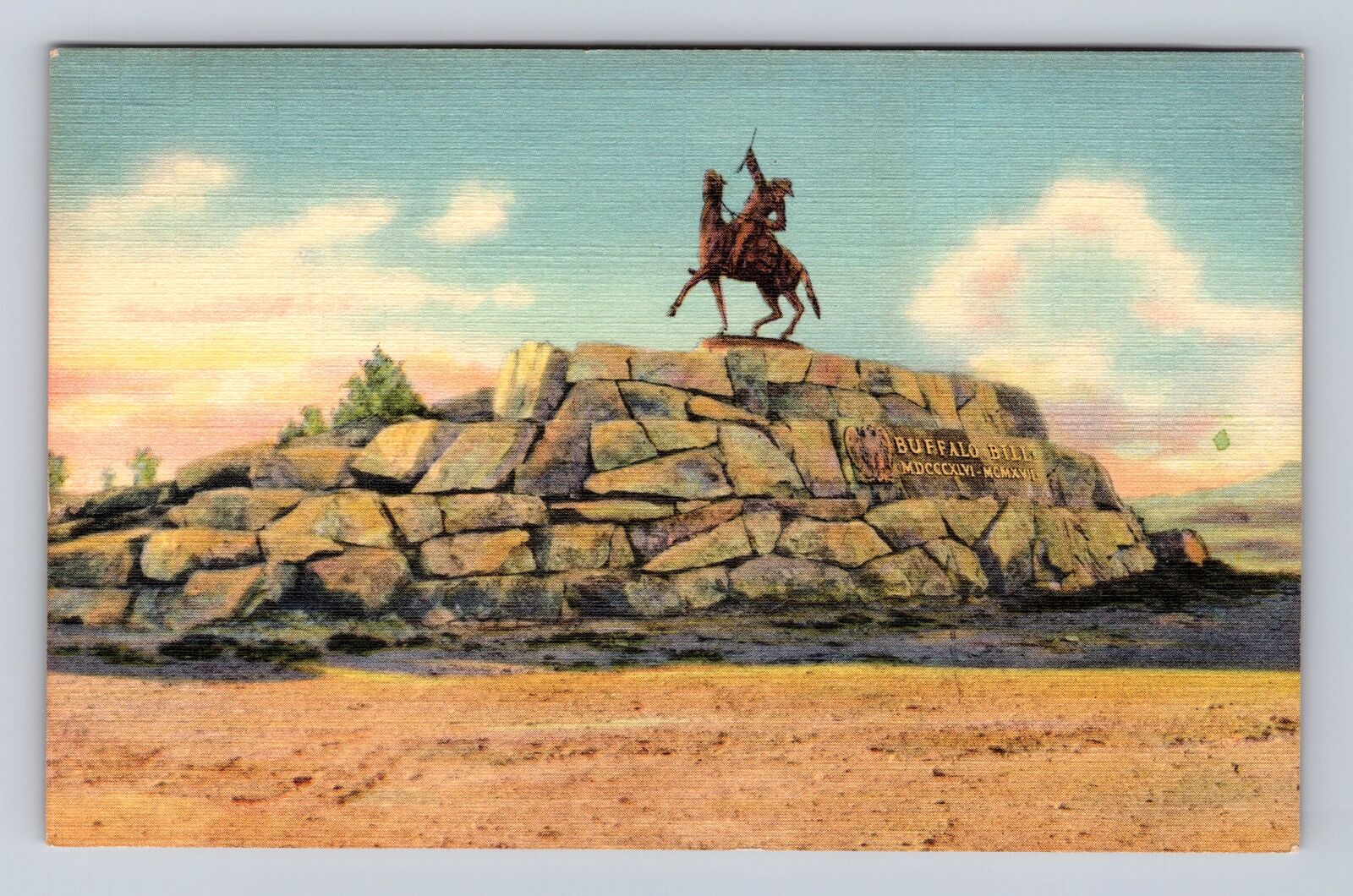 Cody WY-Wyoming, Buffalo Bill Monument, Antique, Vintage Souvenir Postcard
