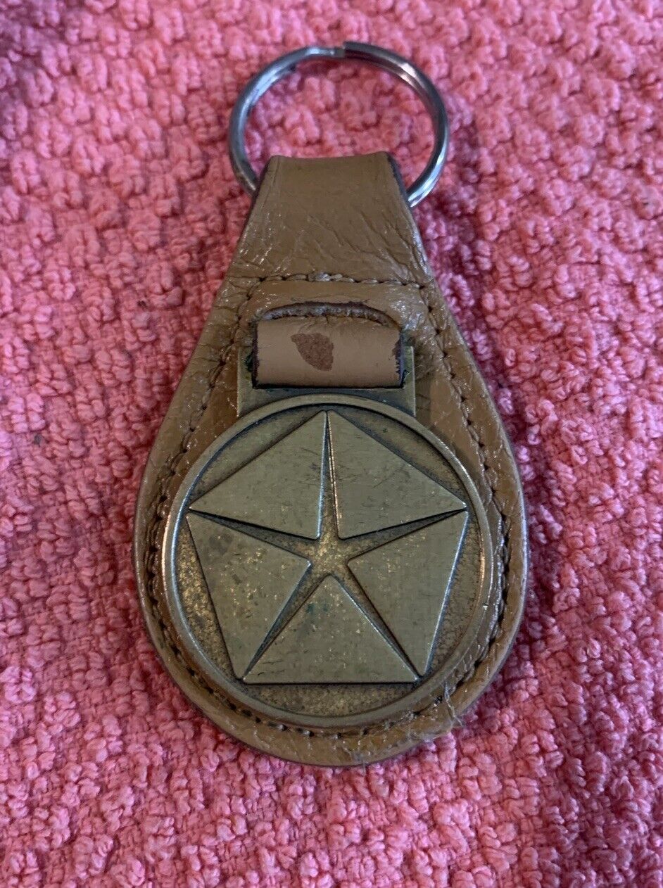 Vintage Chrysler VIP Delivery System Key Chain Fob - Tan Leather 0718835