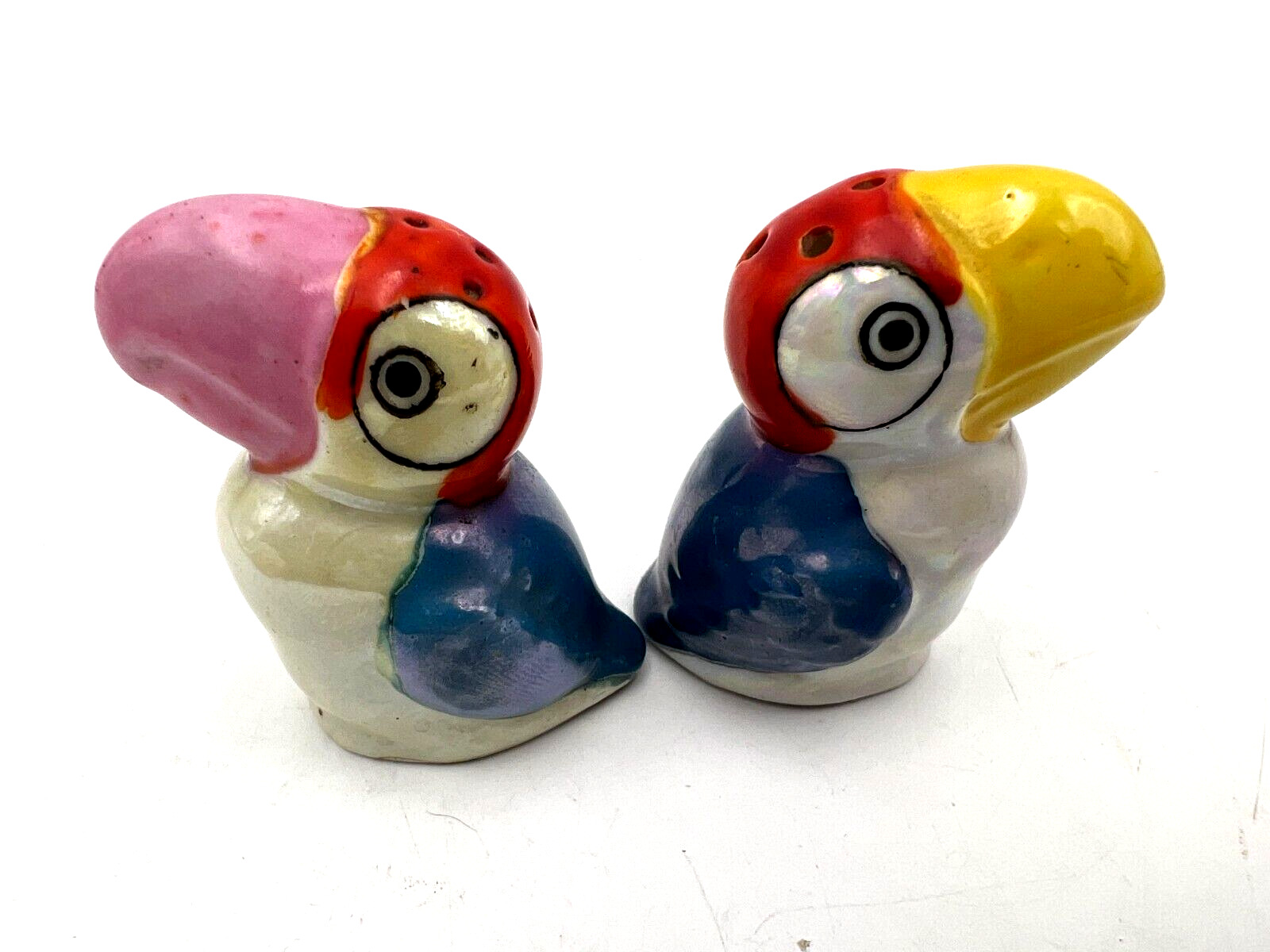 Vintage Lusterware Parrot Salt & Pepper Shakers Made in Japan 2 1/4\