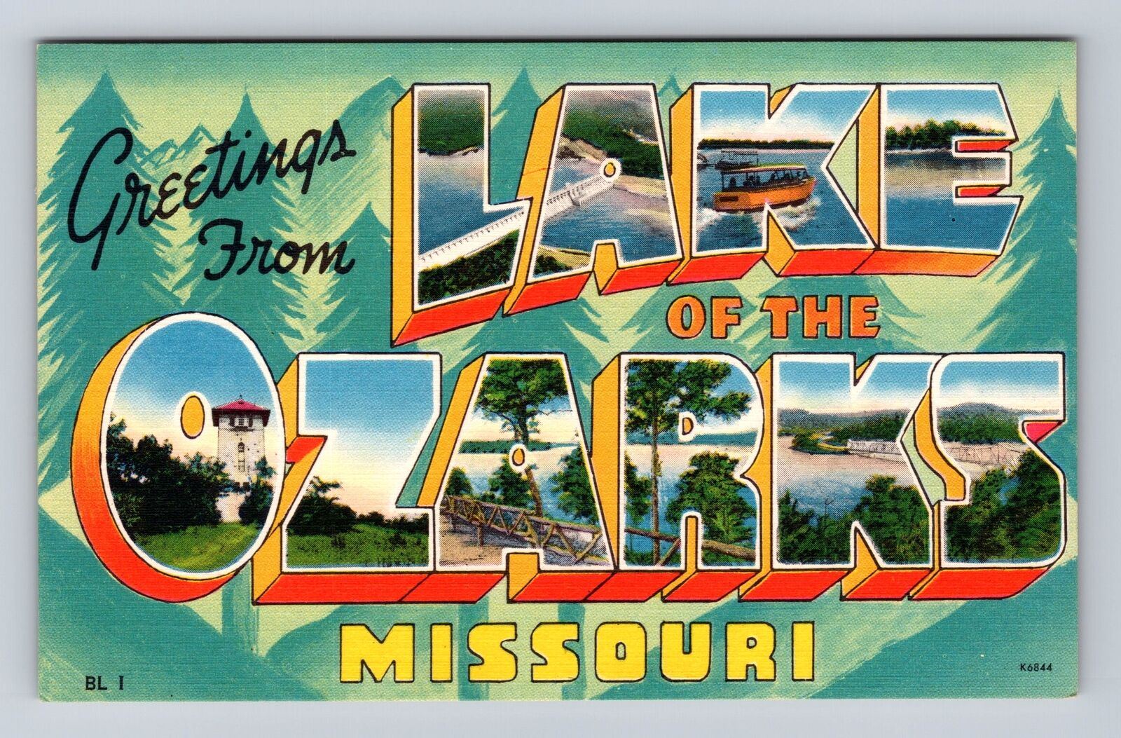 Lake of the Ozarks MO-Missouri, GENERAL LARGE LETTER GREETING, Vintage Postcard
