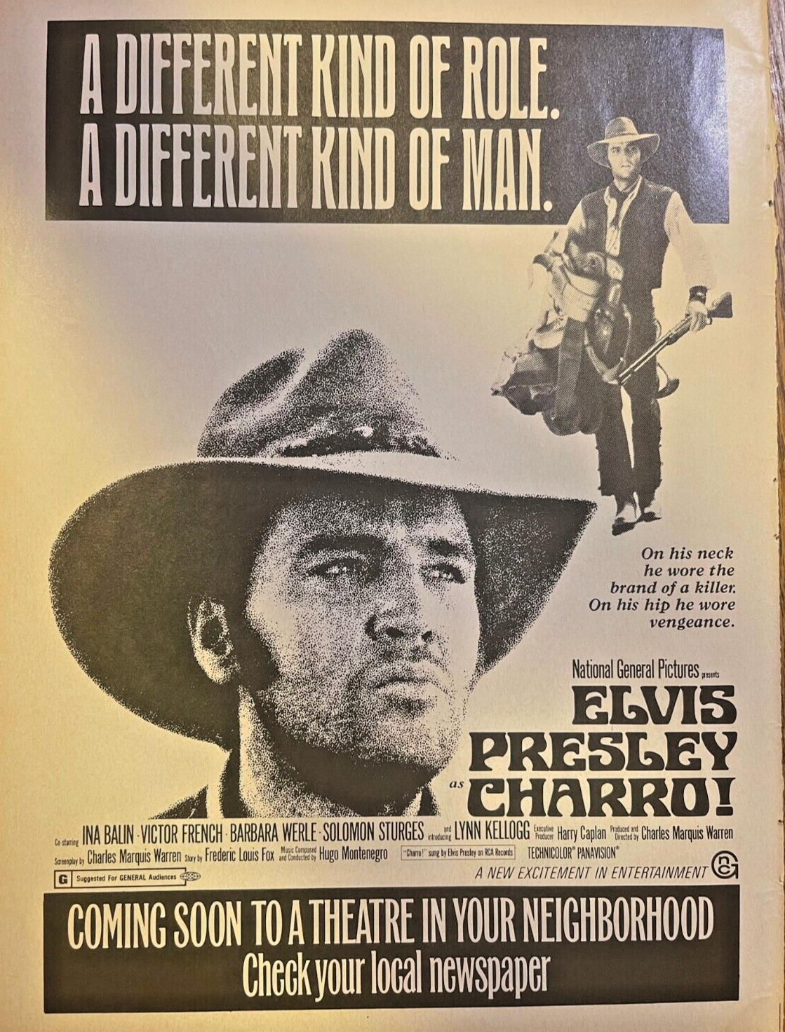 1969 Advertisement Elvis Presley Starring in Charro