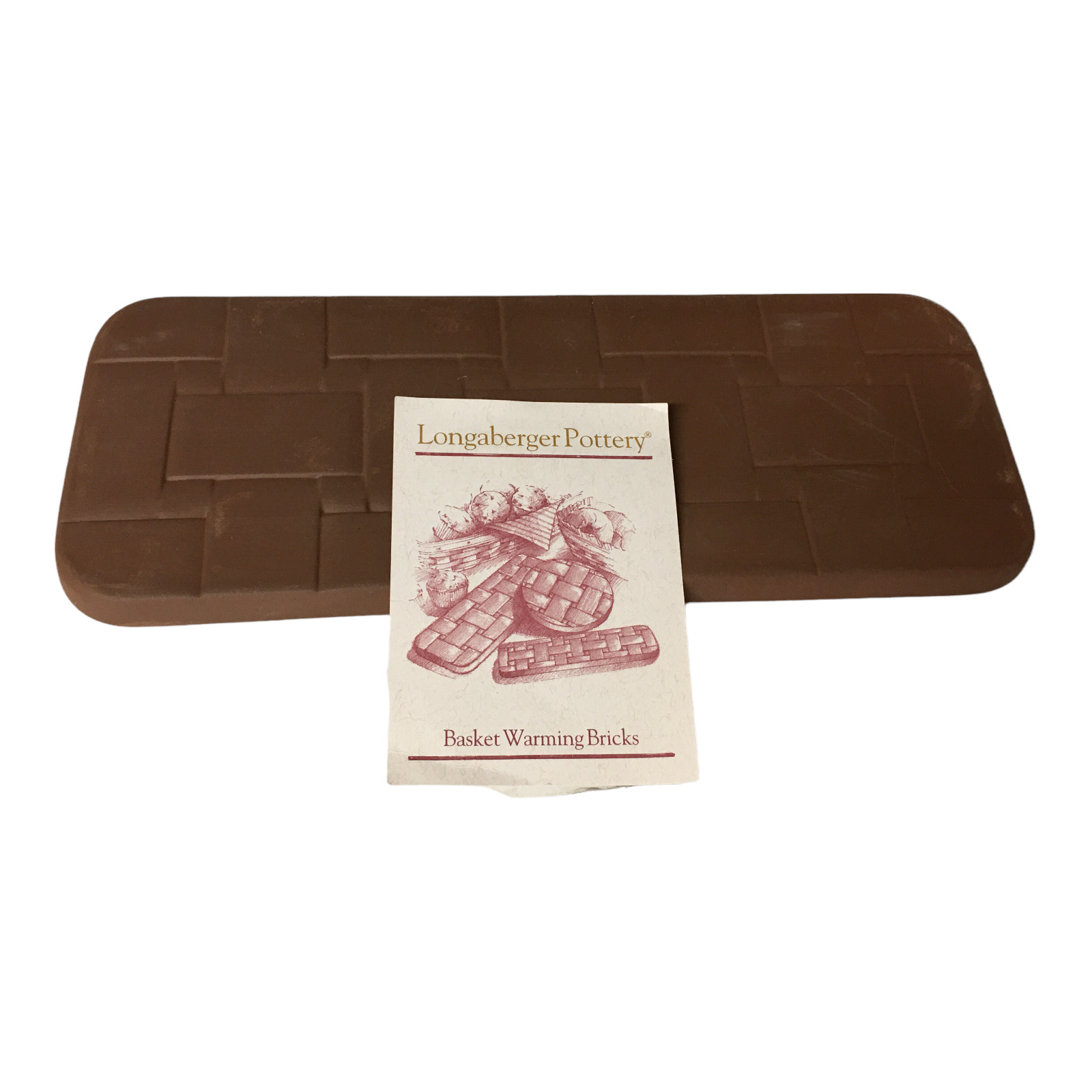 Longaberger Pottery Bread Basket Brick Warming Stone #30074 - 4 1/4” x 11” Box