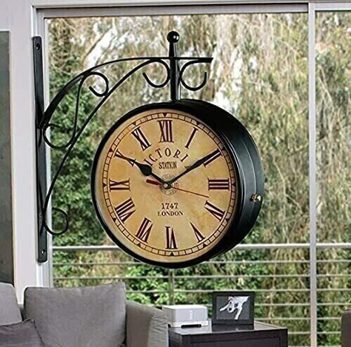 Antique Victoria Station Double Sided Railway Clock Wall Clock Home Decorative