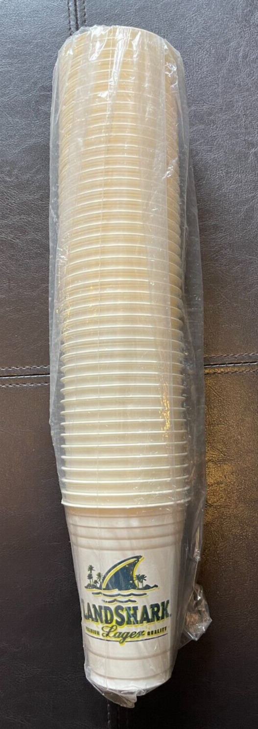 NEW Vintage Landshark Lager White Plastic Cups Set Of 43 Margaritaville RARE