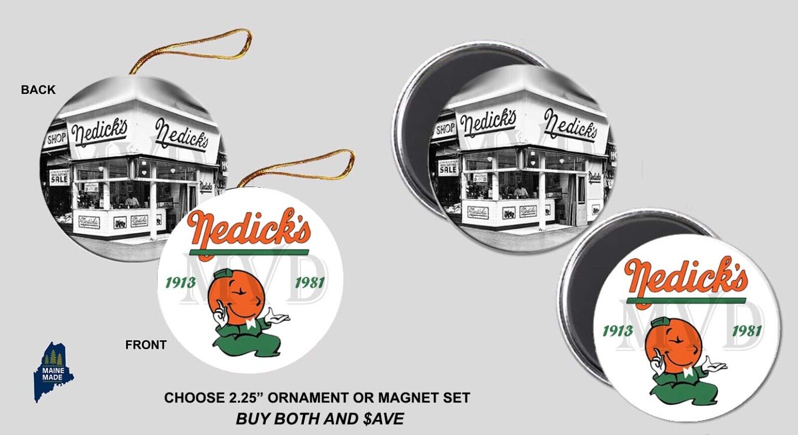NEDICKS RESTAURANT Ornament / Magnet Set - Collectible Defunct Fast Food Vintage