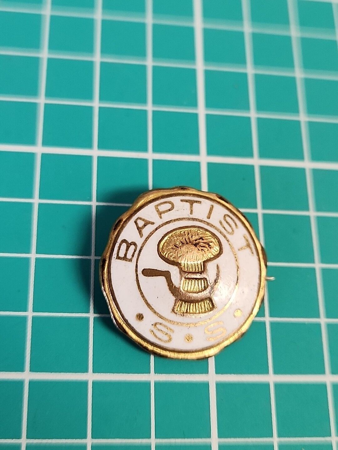  Vintage *broken* GF  Baptist Sunday School Gold Filled Lapel Pin Hat Pin 