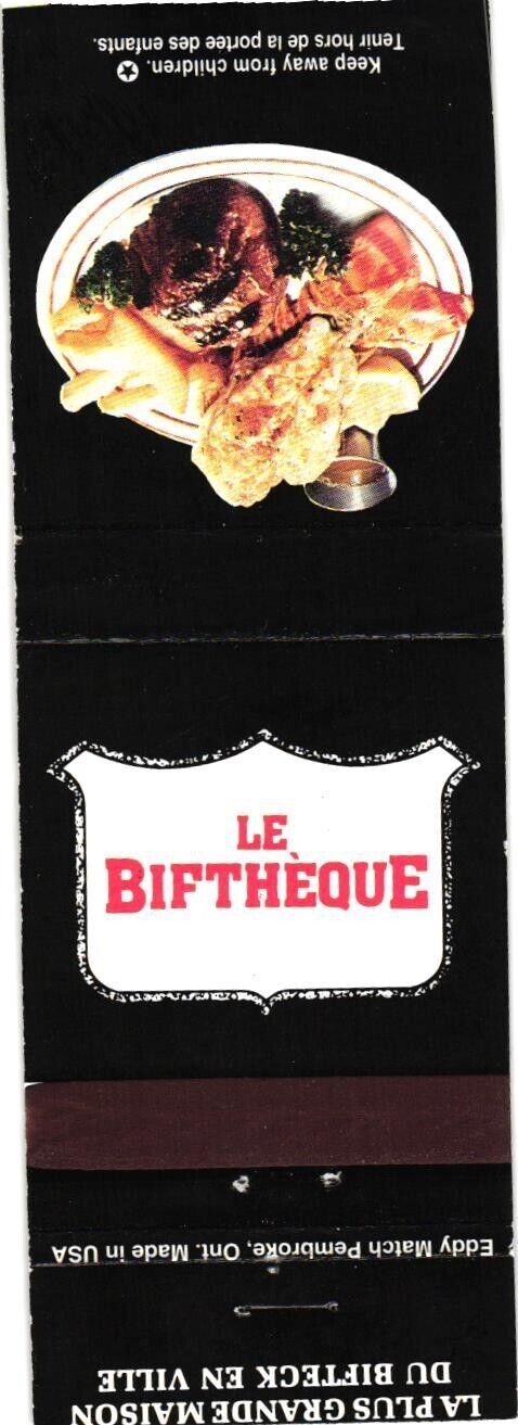 Quebec Canada Le Bifthèque Steakhouse Restaurant Vintage Matchbook Cover
