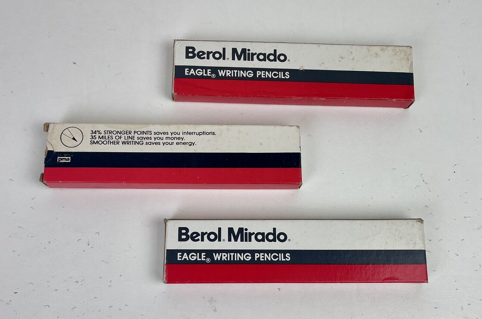 3 Vintage Boxes Of 12 Berol Mirado Eagle Writing Pencils True Medium 174-2 1/2