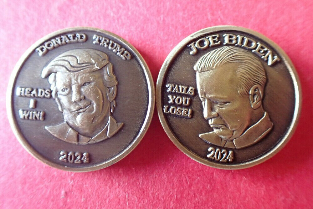 NIP Challenge Coin Donald Trump Joe Biden HEADS I WIN TAILS YOU LOSE 2024 Elect