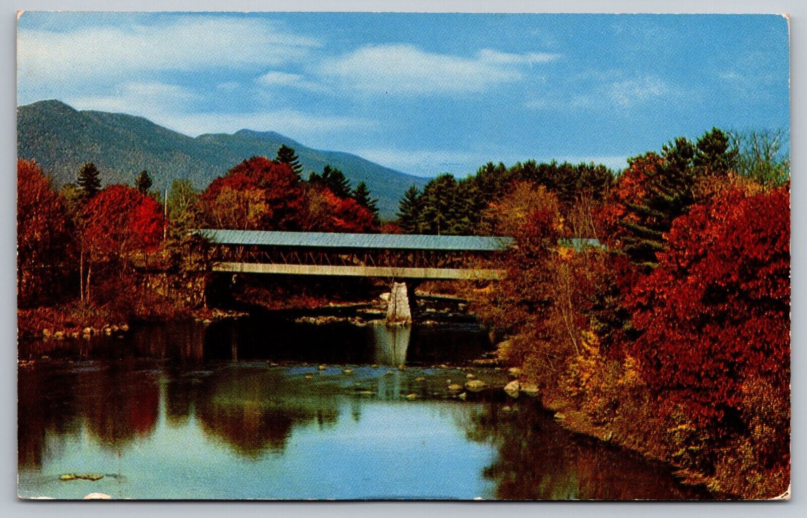 Postcard D 42, Typical Vermont Covered Bridge, The Old Arlington Bridge, Vermont