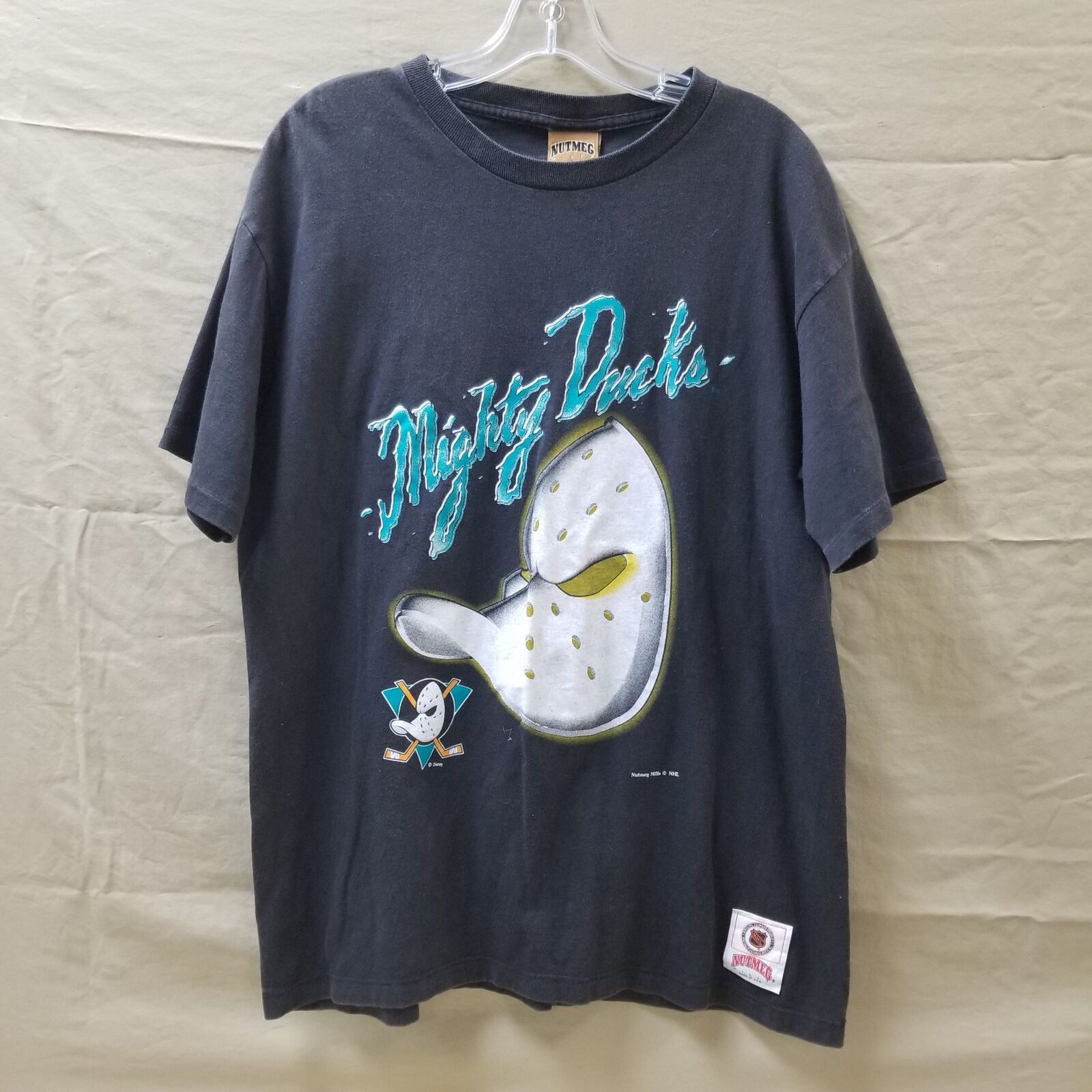 Vintage 90s Nutmeg Mills NHL Disney The Mighty Ducks Hockey T Shirt Sz L