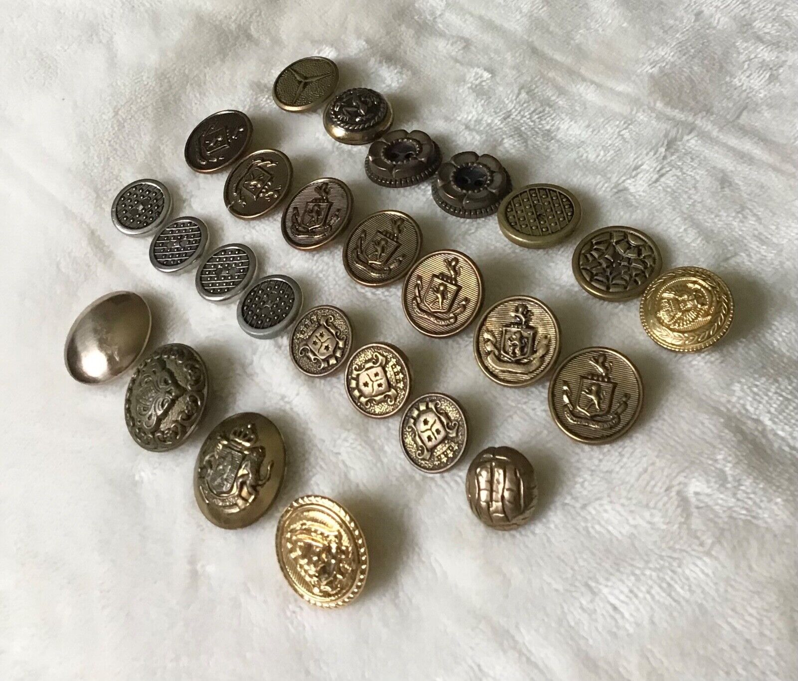 26 Vintage Buttons Assorted  (Mostly Metal)