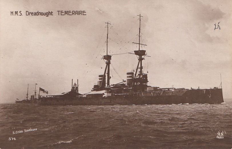 Postcard RPPC Ship HMS Dreadnought Temeraire