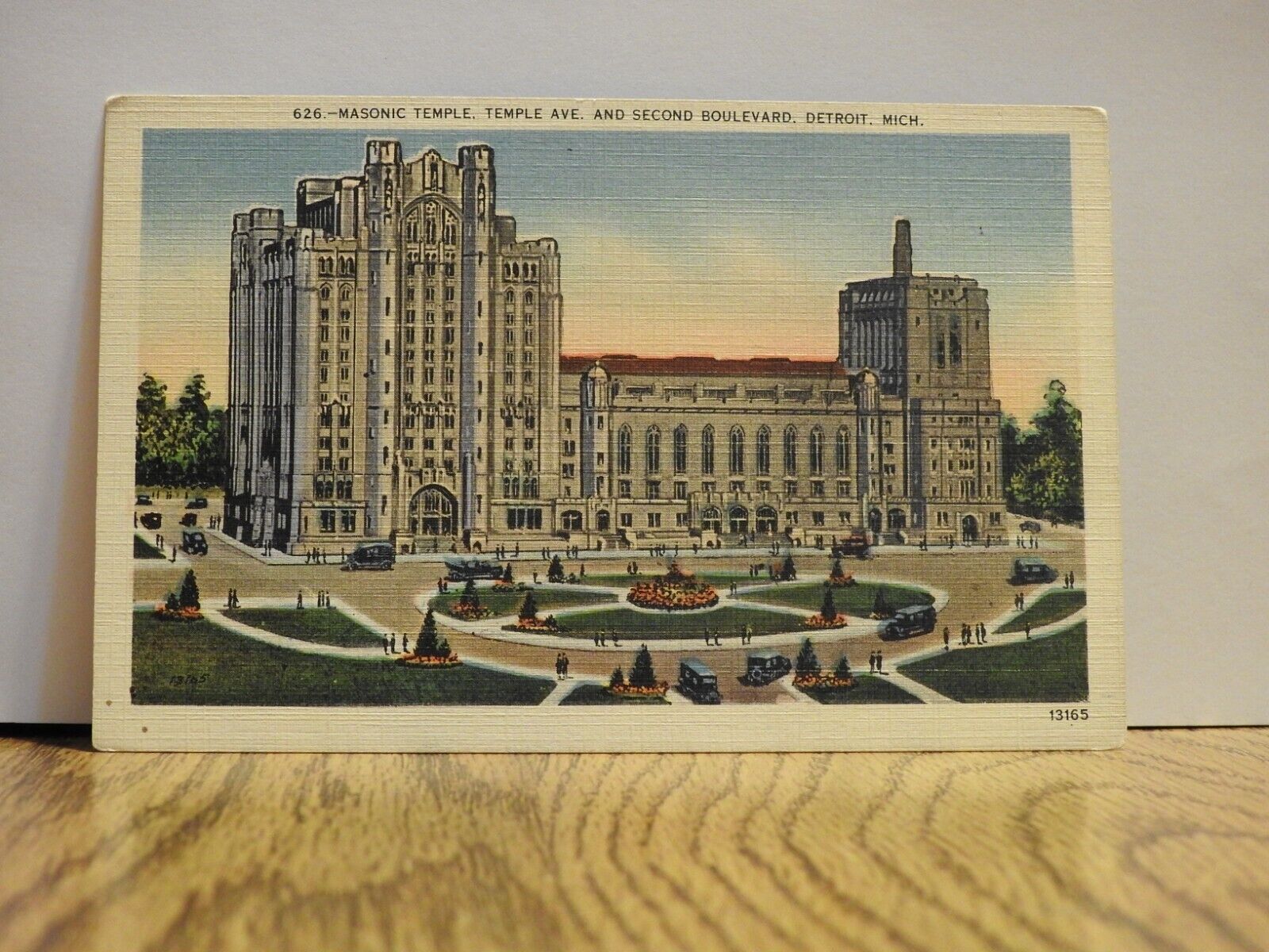 Masonic Temple Temple&2nd Blvd Detroit, Mich. VTG Linen Post Card