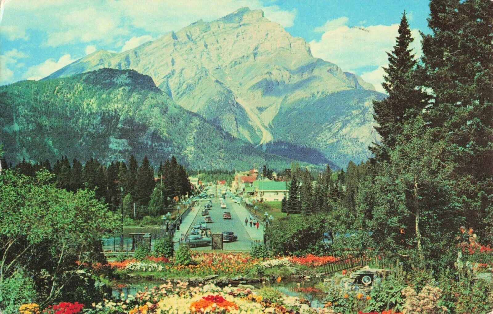 Picturesque Banff Avenue & Cascade Mountain - Banff Alberta Canada - Postcard