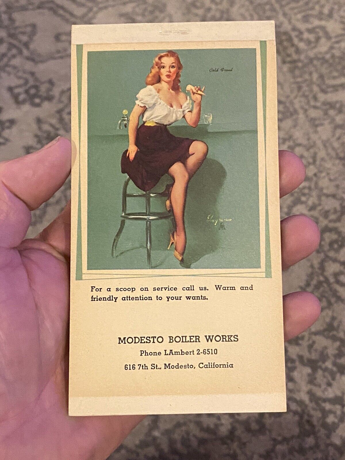 1960 Pinup Calendar Notepad Unused Modesto Boiler Works Modesto, Ca