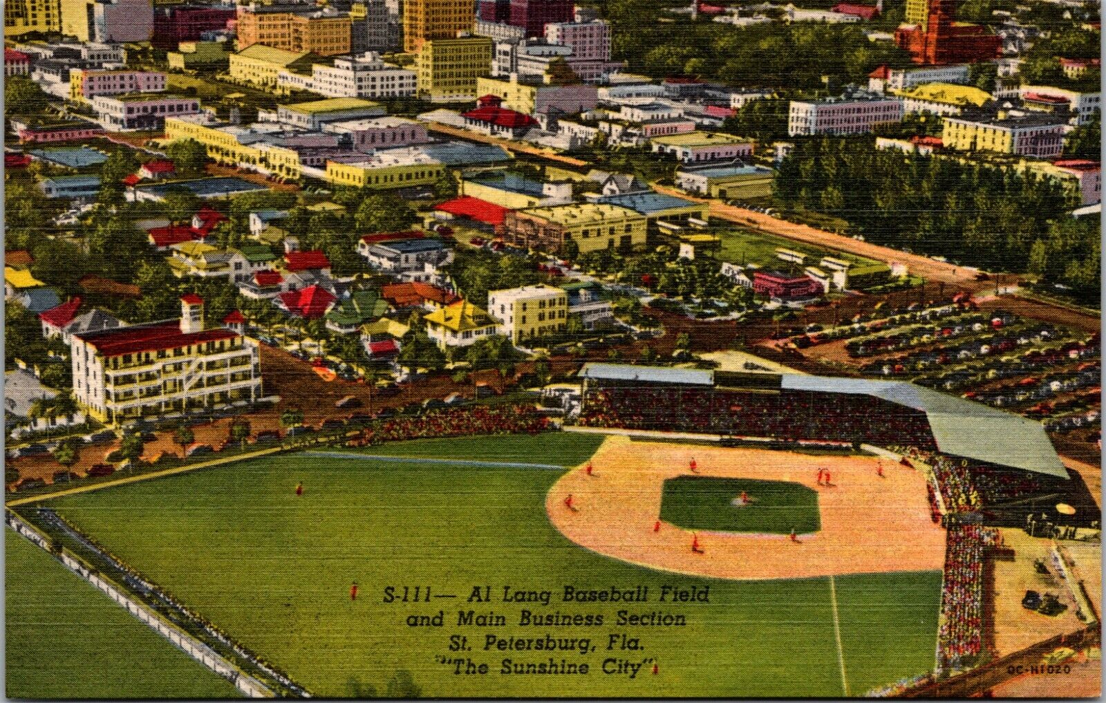 St. Petersburg,FL Al Lang Baseball Field and main business section Teich