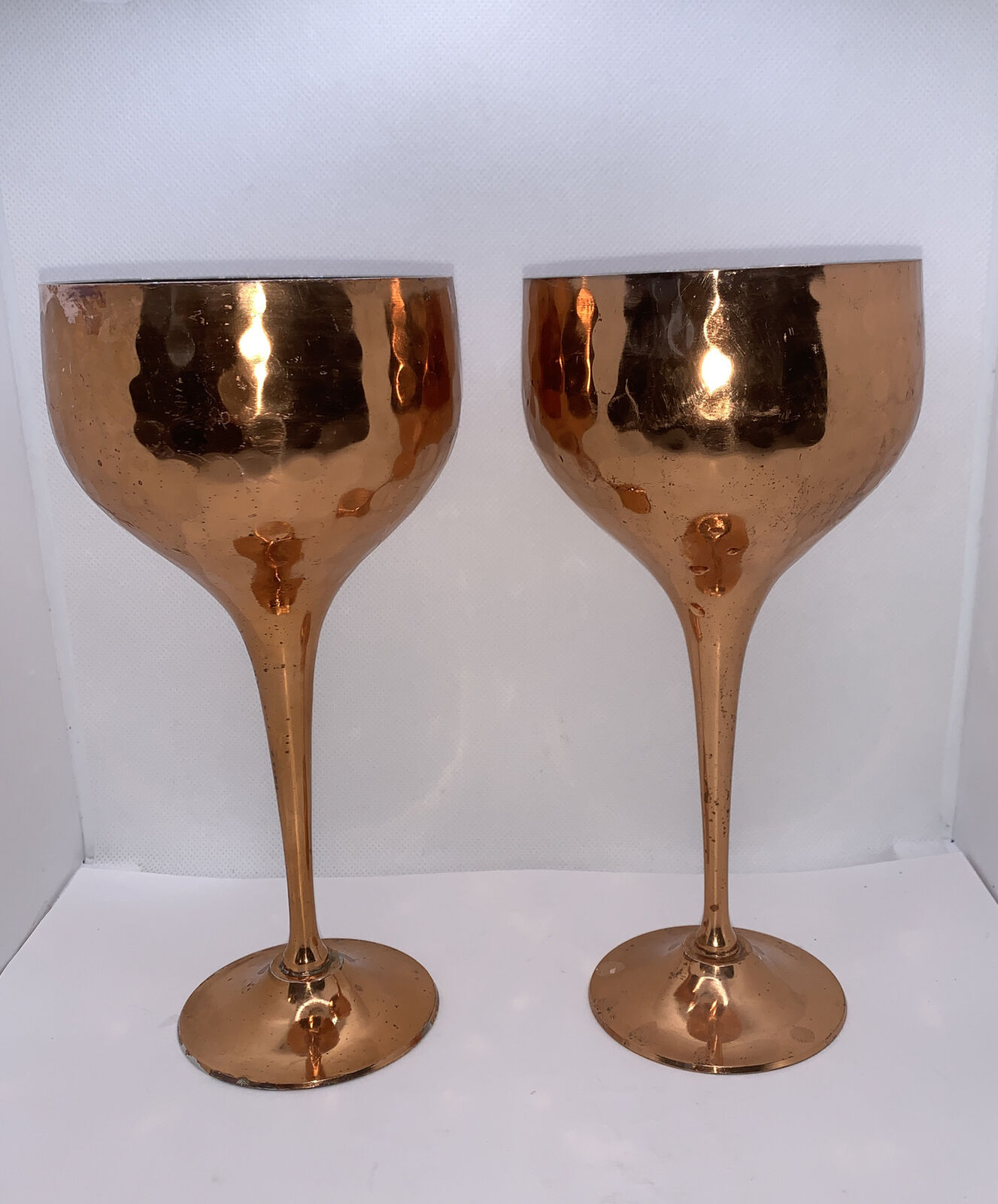 Hammered Goblet Copper Plated Textured Crafted In India 13 Oz/.38 liters 8”/20cm