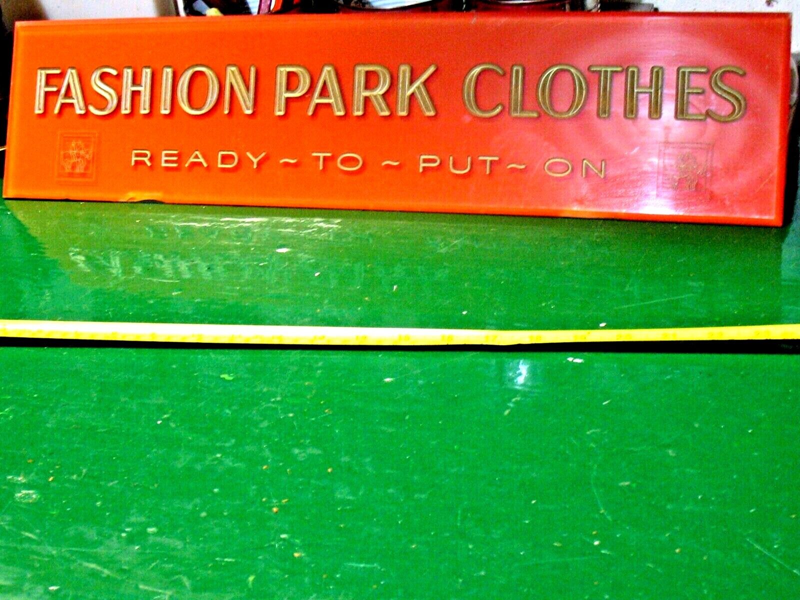 ROCHESTER N Y FASHION PARK CLOTHES  ORIGINAL MID CENTURY  STORE SIGN  SUPER 