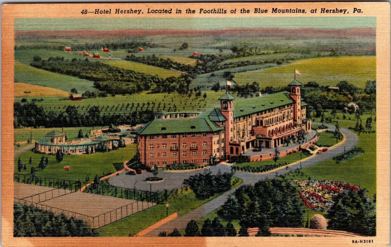 Pennsylvania PA Hotel Hershey Postcard Old Vintage Card View Aerial UNP B1