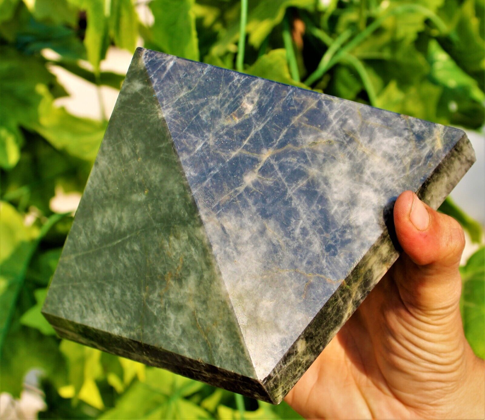 Large 140mm Black Moonstone Crystal Chakra Healing Energy Stone Egyptian Pyramid