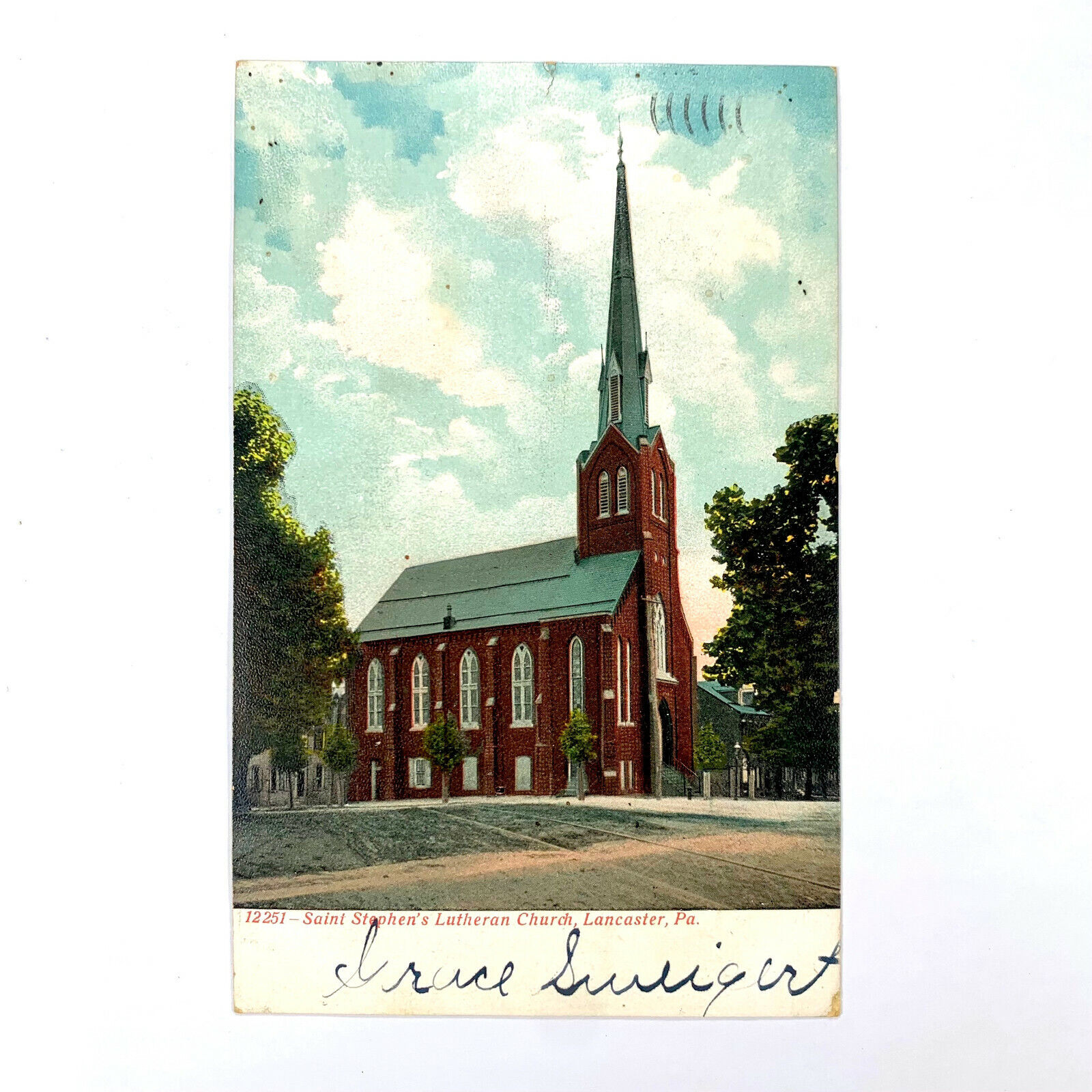 Postcard Pennsylvania Lancaster PA St Stephen Lutheran Church 1907 Posted 