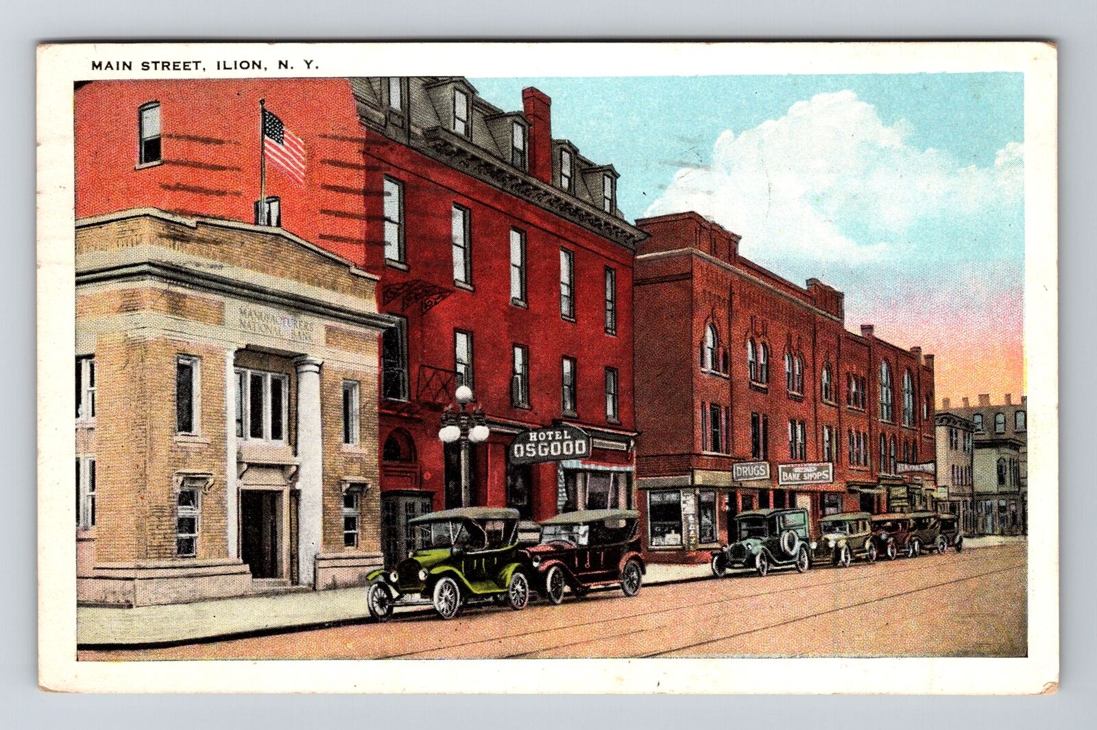 Lake George NY-New York, Main Street Vintage Souvenir Postcard