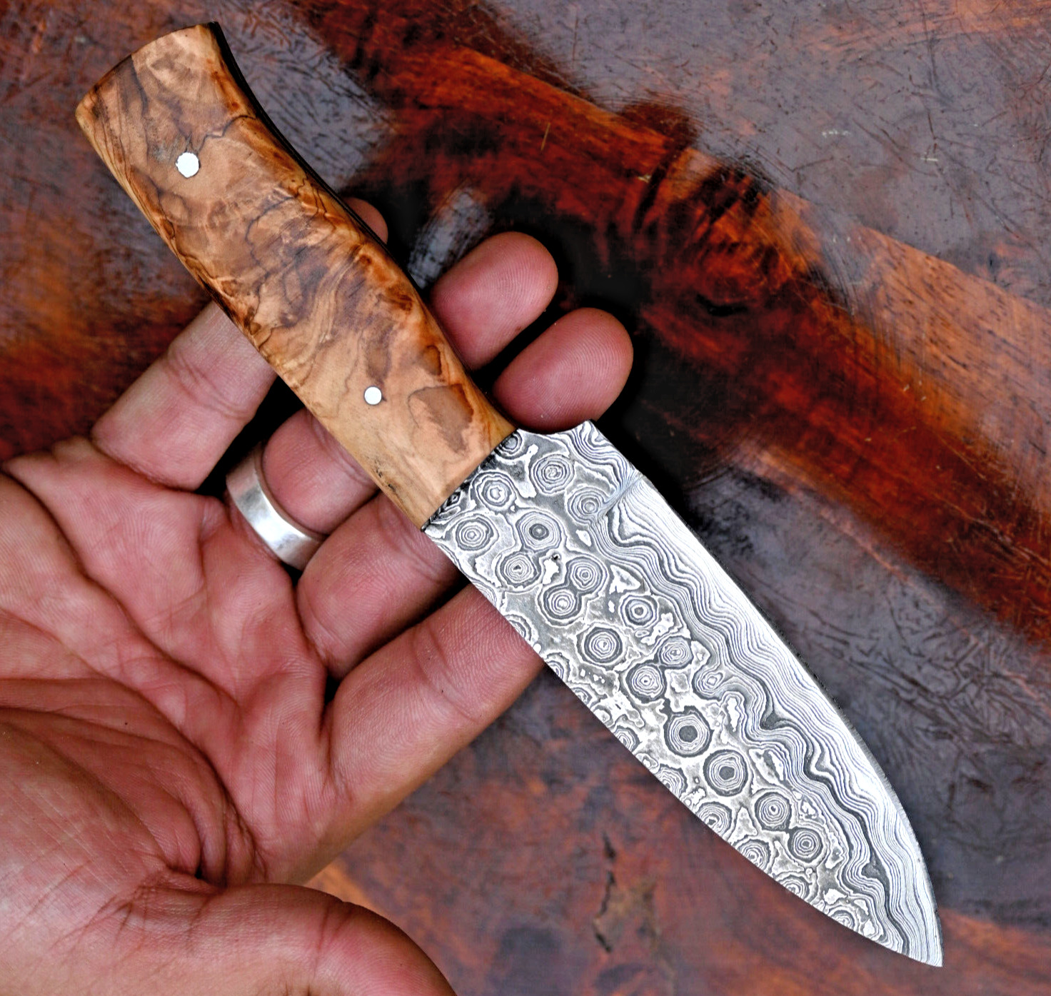 Custom HandMade Damascus Hunting Knife - Hand Forged Damascus Steel Blade 2669