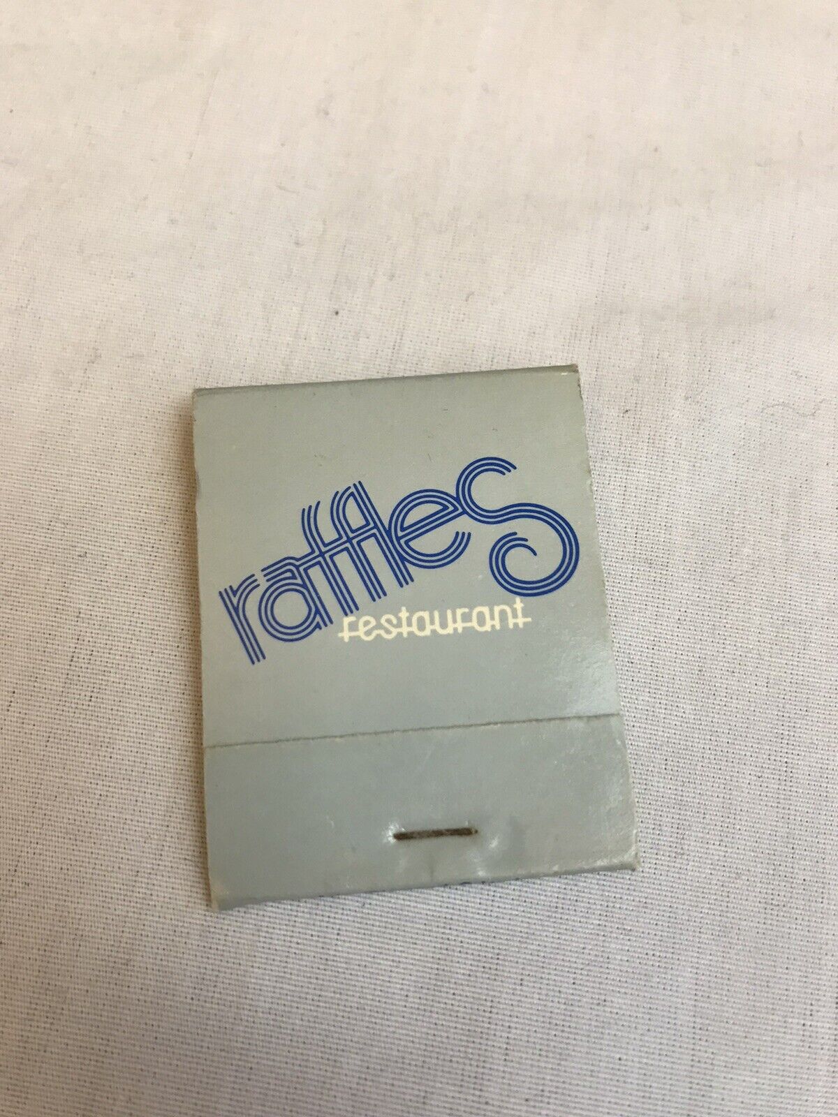 Raffles Restaurant Matchbook Blue White Vintage Advertising Rounded Typography