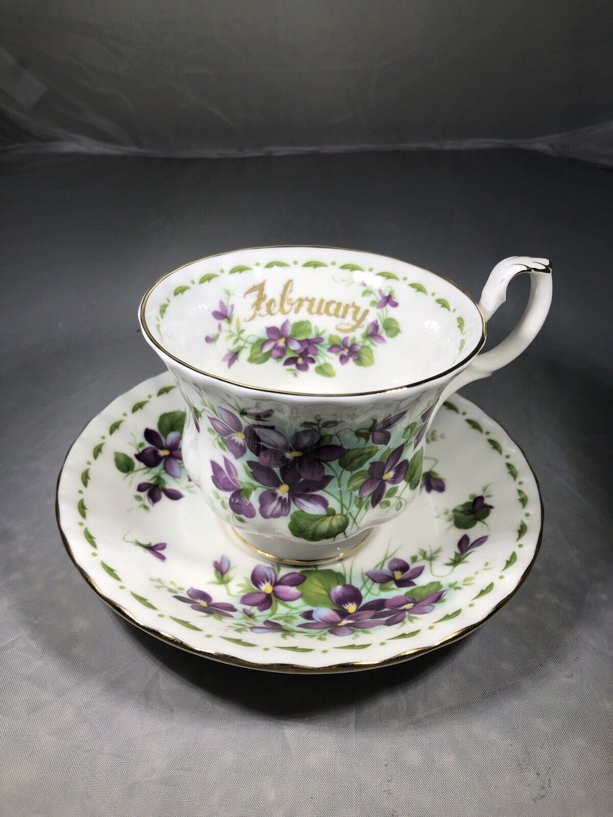 February / Violets - Royal Albert China- Flower of the Month - Cup & Saucer Set