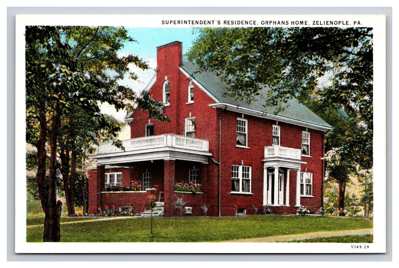 Superintendent’s Residence, Orphans Home, Zelienople Pennsylvania PA Postcard