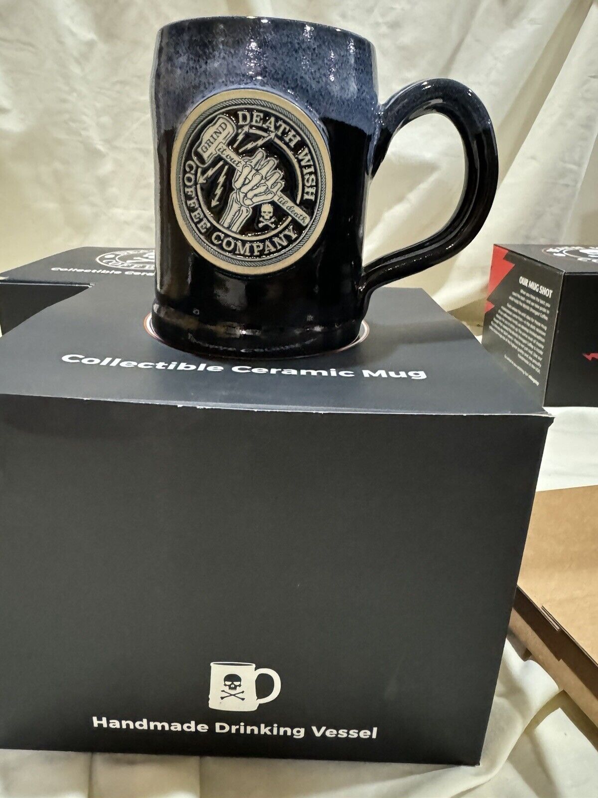Death Wish Coffee 2018 Grind It Out Mug 1891/5000 New In Box Blue Labor Day