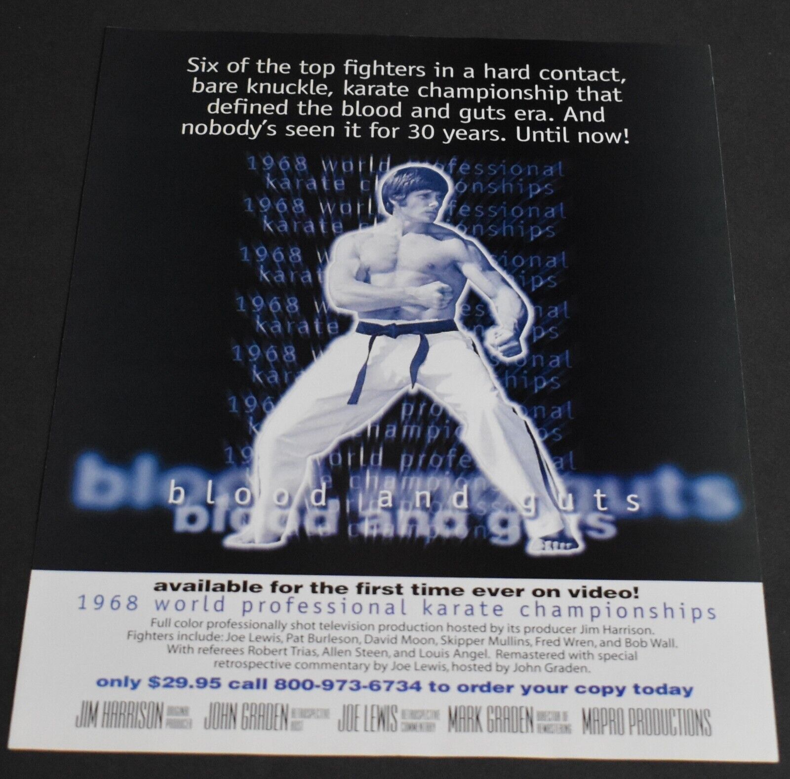 1998 Print Ad 1968 World Professional Karate Championships Joe Lewis Video Art