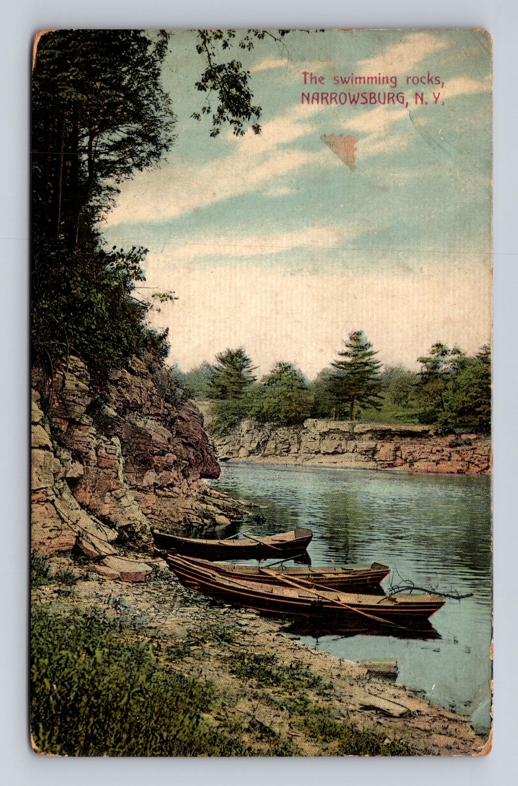 Narrowsburg NY-New York, The Swimming Rocks, Antique, Vintage c1911 Postcard