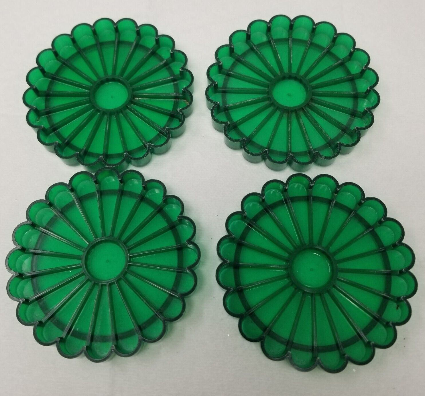 Emerald Green Coasters Hallmark Set of 4 Plastic 1970s