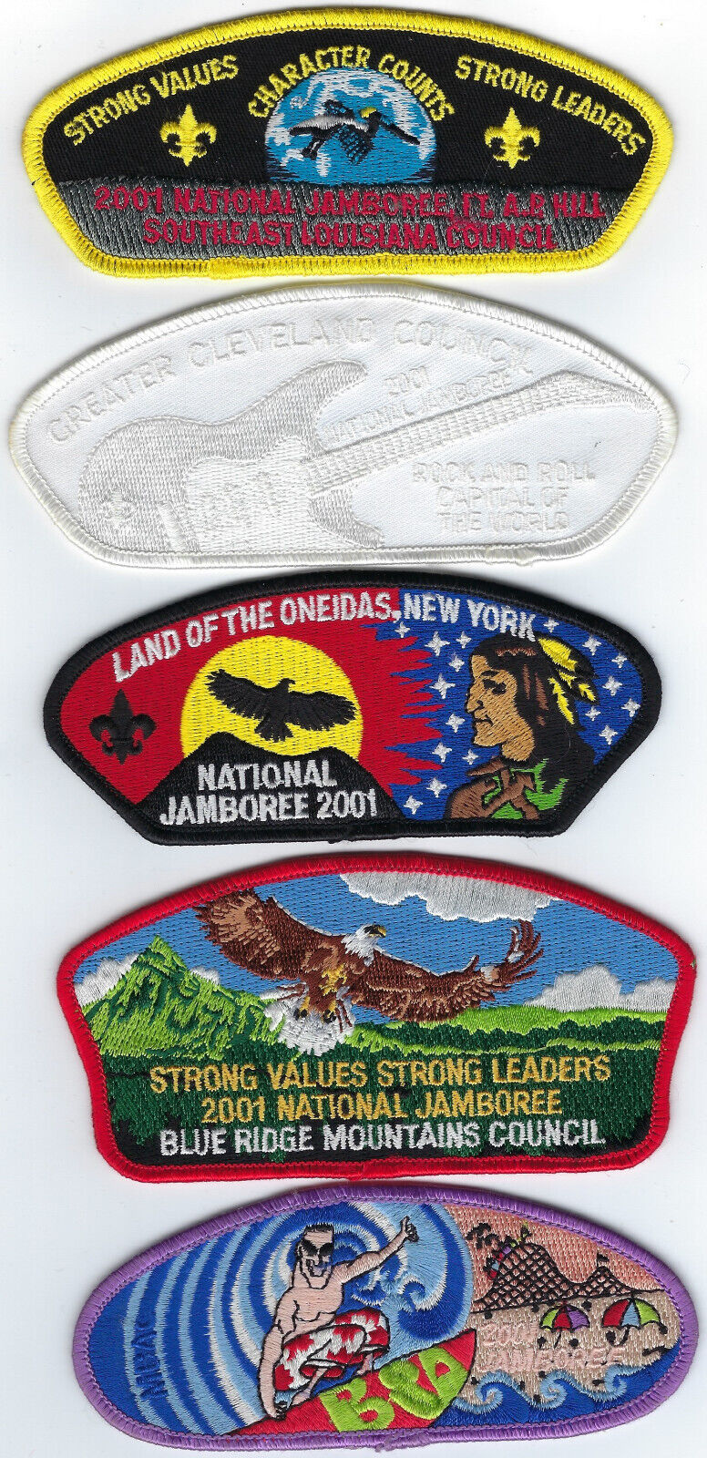 2001 National Jamboree JSP BSA CSP LOT 5 Patches